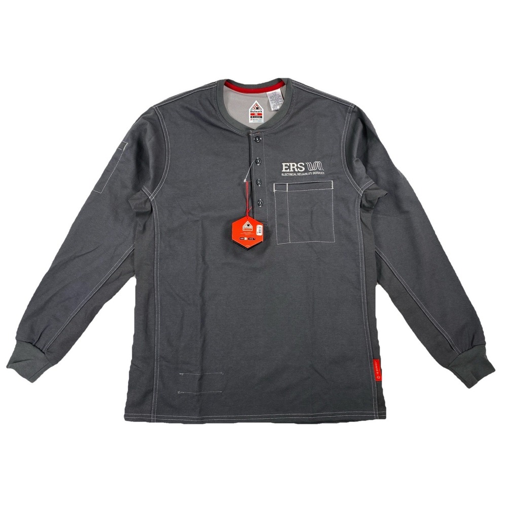 Bulwark Flame Resistant IQ Series Work Shirt Men's Medium Gray NWT *Logo